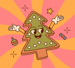 Groovy Christmas Tree Shaped Cookie Cartoon