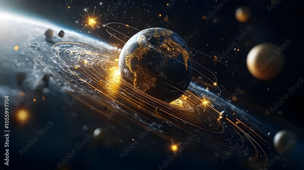Poster cosmic disruption magnets pulling stars toward earth symbolizing the disruption of cosmic alignments