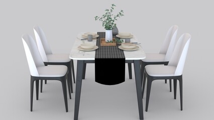 simple dining table with white background