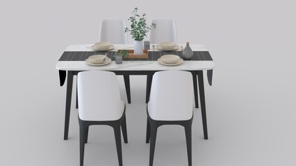 simple dining table with white background