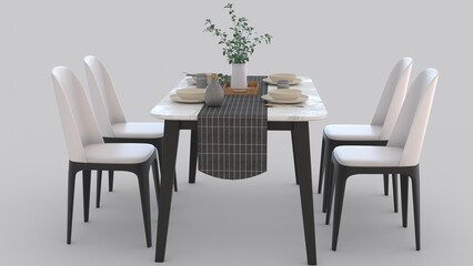 simple dining table with white background