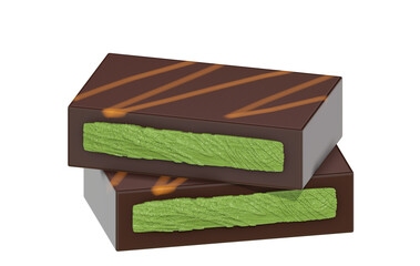 a chocolate with pistachio spread. 3D render