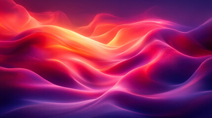 Obraz premium Vibrant abstract landscape with glowing contours in shades of pink and orange under a deep purple sky