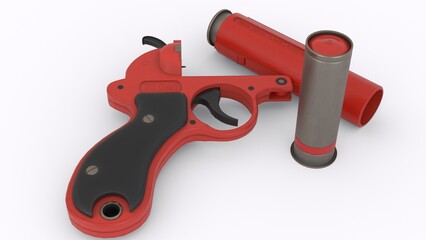 flare gun and ammo with white background