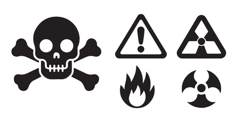 Danger sign vector icon set on white background