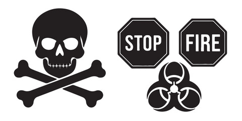 Danger sign vector icon set on white background