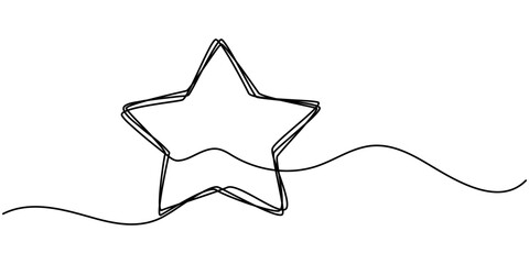 hand draw doodle stars illustration in continuous line arts style vector, Star continuous one line drawing vector illustration, Premium vector, Star one continuous line drawing sparkle sketch design.