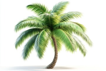 Obraz premium Isolated Green Tropical Palm Tree on White Background
