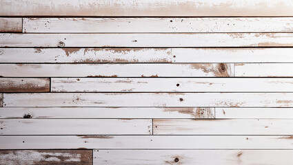Naklejka premium Horizontal whitewashed planks with rustic imperfections texture.