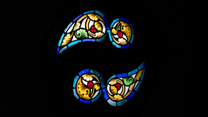 Colorful stained glass from a Transylvanian castle