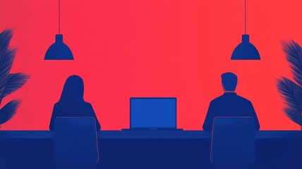 Marketing team brainstorming with laptops and visual boards, creative ideas exchange, minimalistic workspace, content creators  capabilities, marketing skills