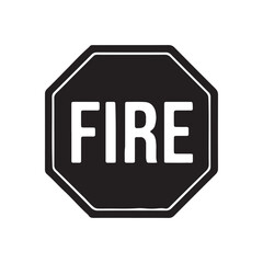 Warning fire sign vector icon on white background