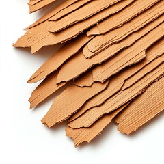 Texture of orange wood shavings, white isolate background