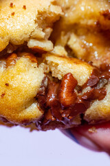 walnut with chocolate cookie close up