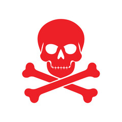 Danger skull sign icon silhouette vector art illustration on white background