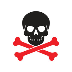 Danger skull sign icon silhouette vector art illustration on white background