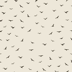 A flock of flying birds flight in different positions pattern. Wild animals minimalist repeat concept