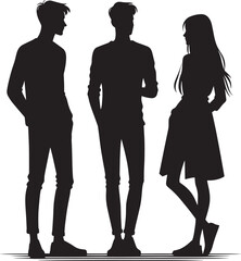 Group of Friends talking silhouette vector illustration isolated on a white background