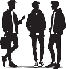 Group of Friends talking silhouette vector illustration isolated on a white background