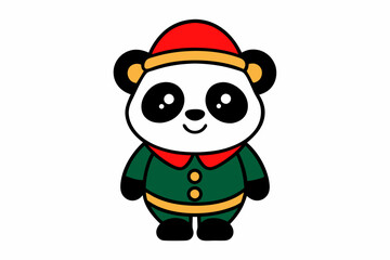 A cute baby Panda with Christmas Costume