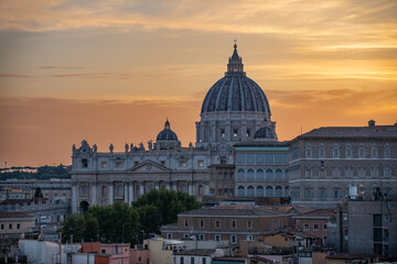 St. Peters Basilica at dusk, Rome, Italy
