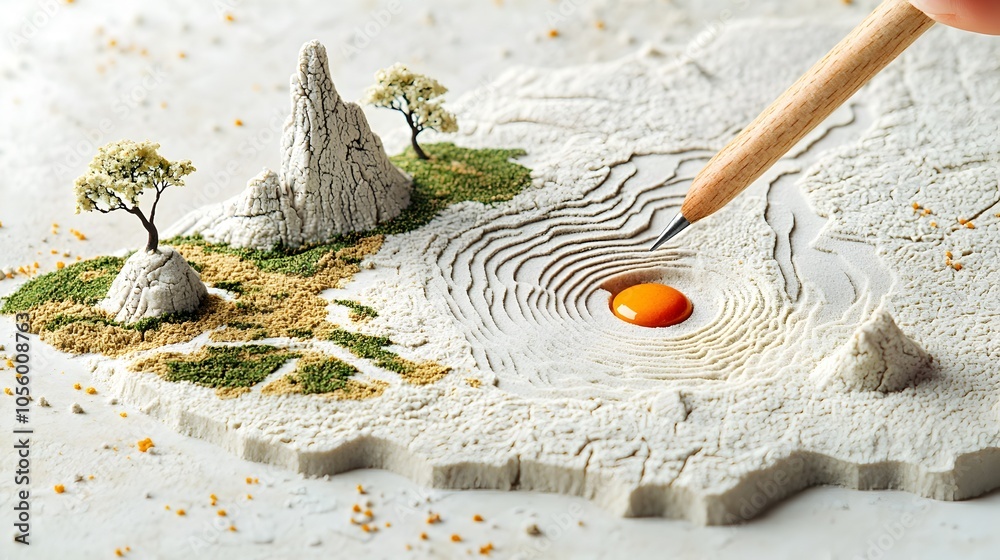 Aufkleber tranquil and serene minimalist landscape featuring abstract sand and stone formations reminiscent of