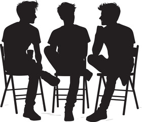 Group of Friends talking silhouette vector illustration isolated on a white background