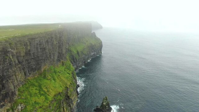 Cliffs of Moher scenic view aerial footage	