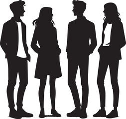 Group of Friends talking silhouette vector illustration isolated on a white background