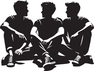 Group of Friends talking silhouette vector illustration isolated on a white background