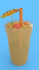 pineapple juice with blue background