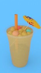 pineapple juice with blue background
