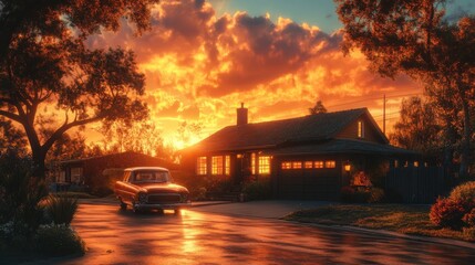 Joyful Family Posing Together in Front of Their Newly Built Home, Perfect for Real Estate and Family-Oriented Content