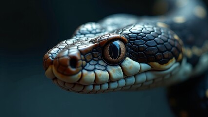 head of a poisonous snake focused on a target close-up