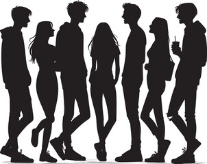 Group of Friends talking silhouette vector illustration isolated on a white background