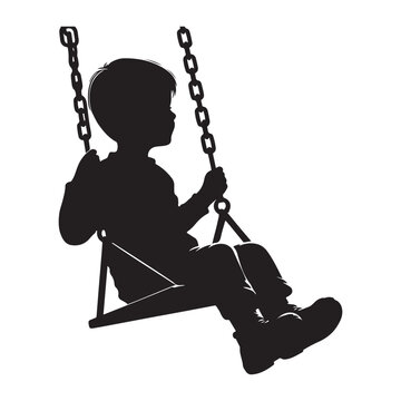 recommend clip art: Child on a swing silhouette vector black color white background 