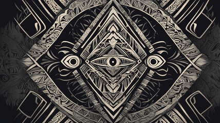 Obraz premium Polynesian Tattoo-Inspired Abstract Background with Bold Geometric Shapes