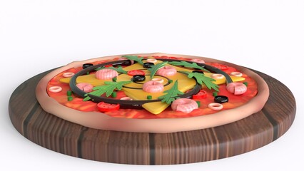 sea pizza with white background