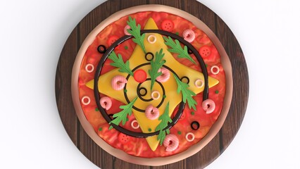 sea pizza with white background