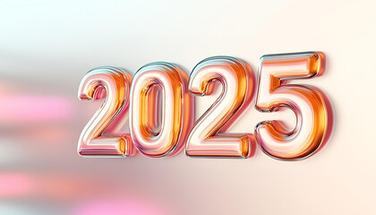 2025 new year background with shiny and glossy text