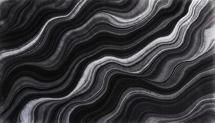 Fototapeta premium Abstract Wavy Pattern in Black and White Monochrome Design with Marbled Texture
