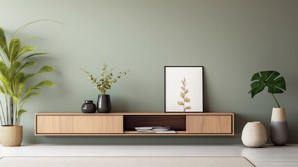 Stylish modern interior of living room with a tv cabinet