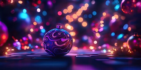 Colorful Christmas ball decorated with intricate patterns, perfect for festive tree adornment