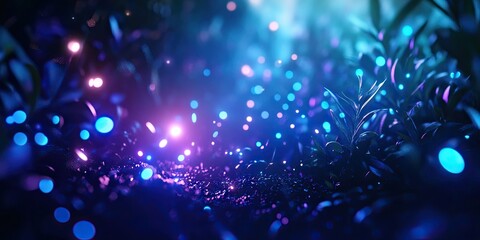 Defocused abstract bokeh lights in various shades of blue, creating a dreamy background effect.