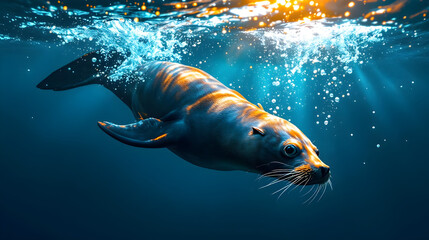 Graceful Sea Lion Underwater