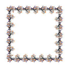 The square frame or wreath of tree branches. Vector herbal design element. 