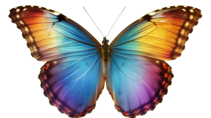 A butterfly with colorful watercolor on a transparent background PNG