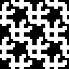 Seamless pattern with geometric motifs in black and white