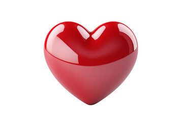 Fototapeta premium A glossy red heart symbolizes love and affection, perfect for romantic themes.