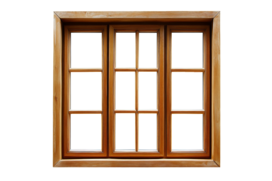 Vintage wooden window frame for home design isolated on background, interior home decoration and renovation.